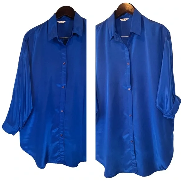 AnNa Clothing Tunic Long Sleeve Button Down, Blue |2X - Picture 8 of 16